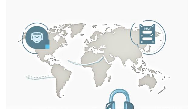 お問い合わせアイコンと世界地図のイラスト
